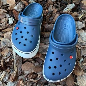 Crocs-band Platform Clog, Navy with ladybugs. 9M